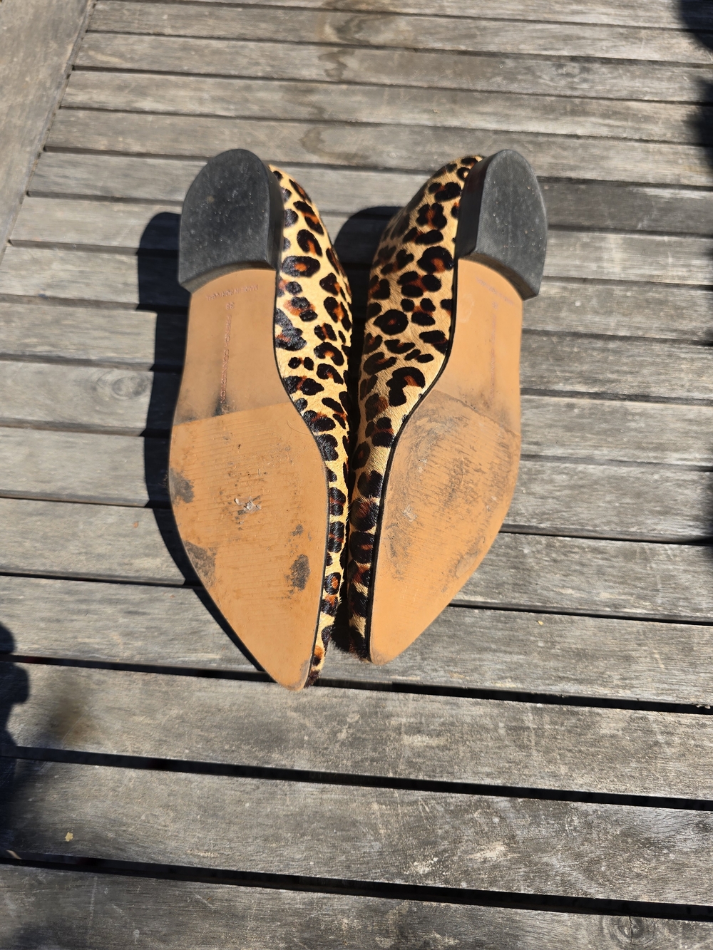 French Connection Leopard Print Pointed Toe Flats in Tan and Black